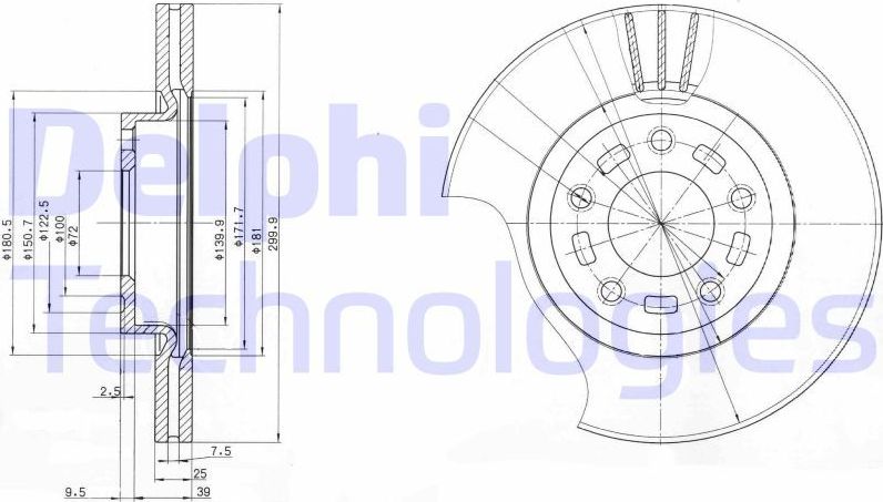 Тормозной диск Delphi. Артикул BG3928