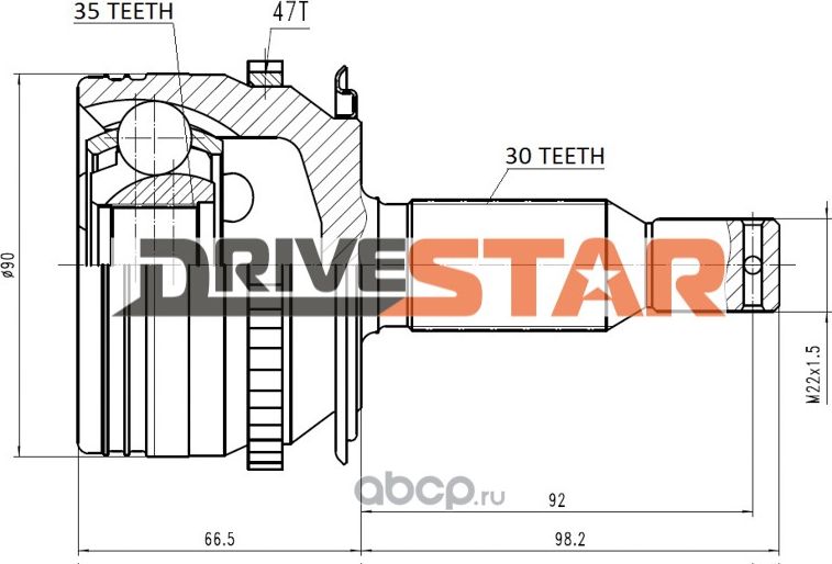 ШРУС НАРУЖНЫЙ 35x69x30 (Drivestar). Артикул OCJMI0008F