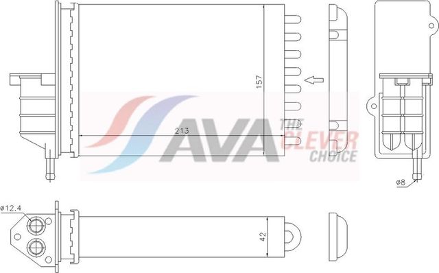 Радиатор отопителя (печки) AVA для Fiat Seicento I 1997-2010. Артикул FTA6259