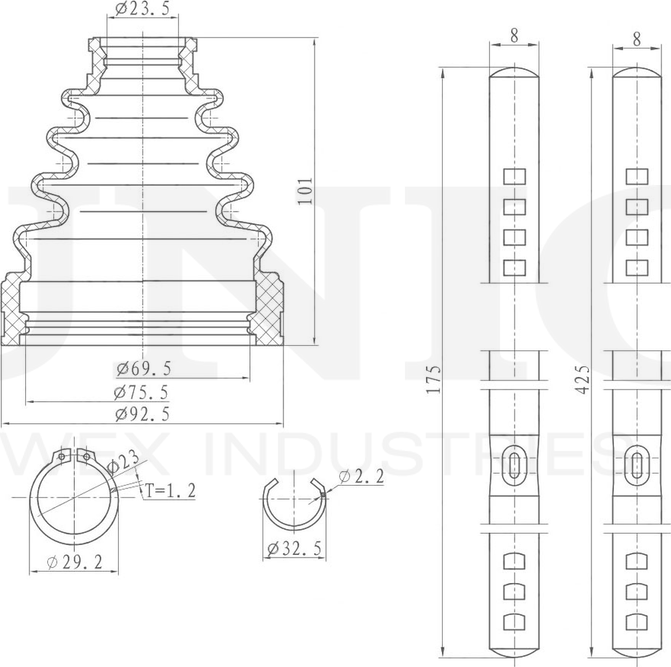 Пыльник ШРУС, комплект (Unio). Артикул DUC-30088K