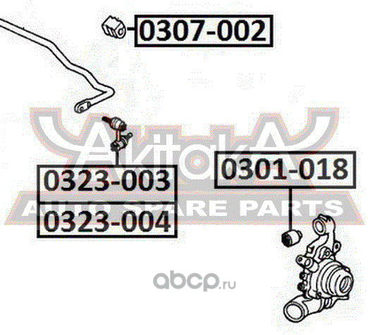 Стойка (тяга) стабилизатора Asva. Артикул 0323-004