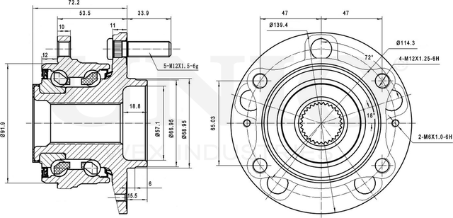 Ступица колеса с интегрированным подшипником (Unio). Артикул HUB-20005