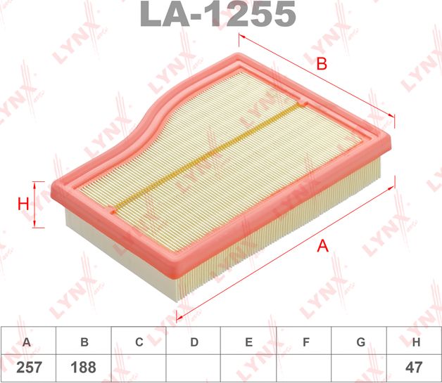 Воздушный фильтр LYNXauto. Артикул LA-1255