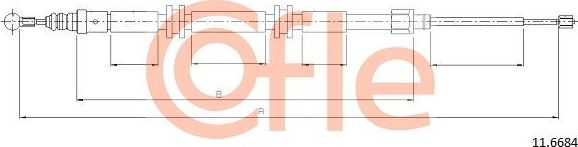 Трос ручника (тросик ручного тормоза) Cofle. Артикул 92.11.6684