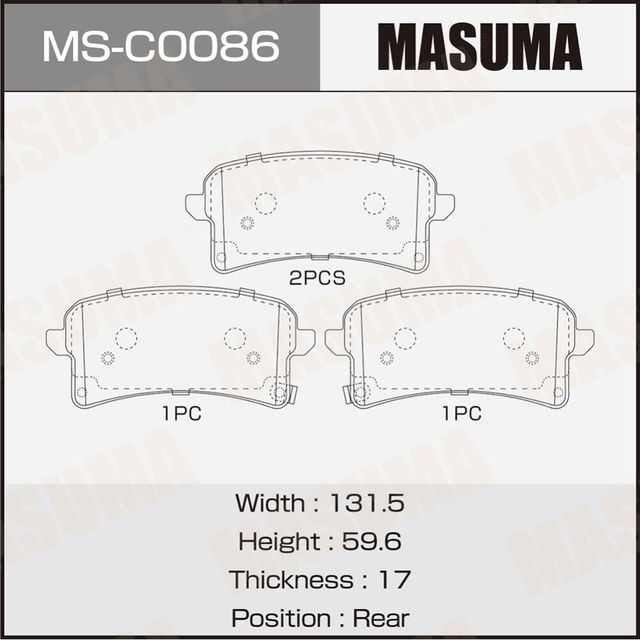 Колодки дисковые MASUMA Masuma. Артикул MSC0086