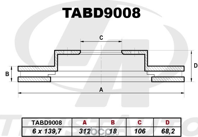 Тормозной диск () (Trustauto). Артикул TABD9008