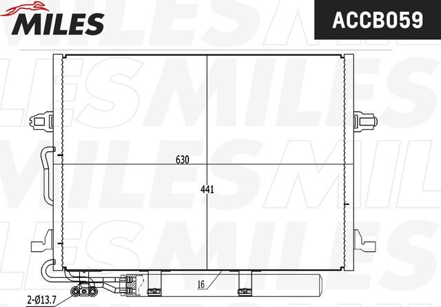 Радиатор кондиционера (конденсатор) Miles (алюминий). Артикул ACCB059
