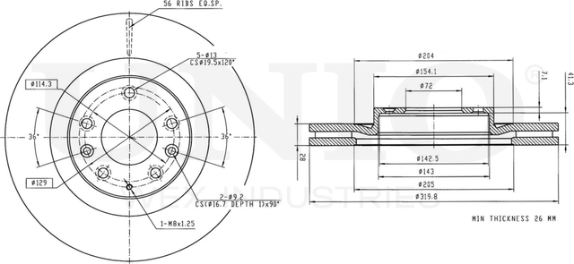 Диск тормозной (Unio). Артикул BRD-20512