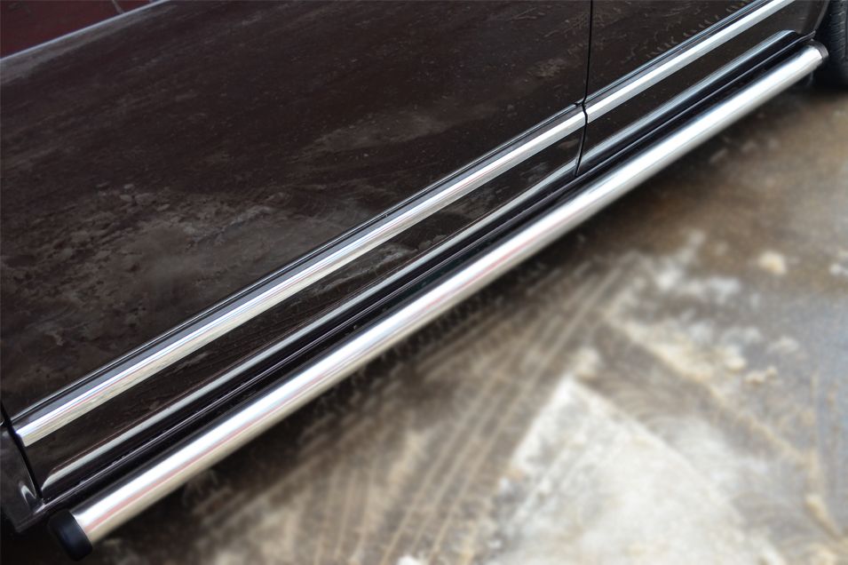 Защита порогов RusStal труба d63 (вариант 2) (правый) для Volkswagen Transporter T5 2009-2015. Артикул VTKT-0013982