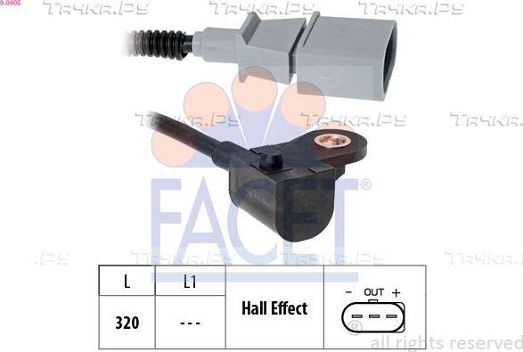Датчик положения распредвала Facet Made in Italy - OE Equivalent для Volkswagen Eos I 2008-2015. Артикул 9.0605