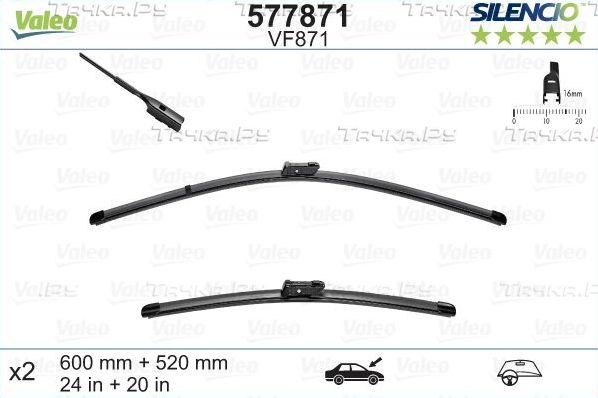 Щетки стеклоочистителя (дворники) Valeo Silencio Flat Blade. Артикул 577871