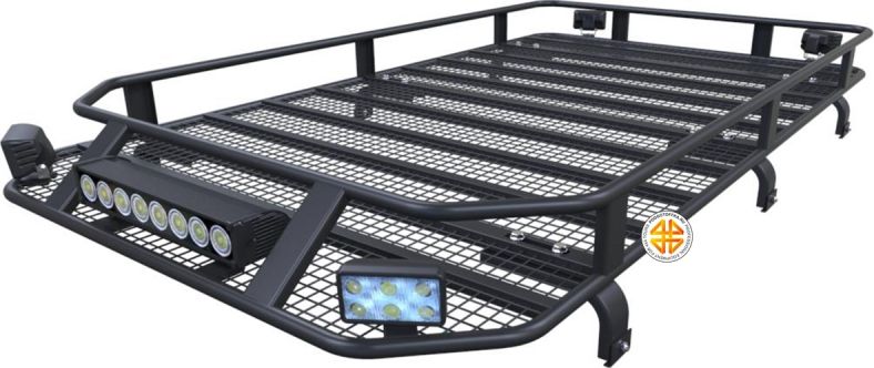 Багажник экспедиционный Podgotoffka 2100х1200х120 мм с сеткой и креплениями на водостоки для Mitsubishi Delica PF8W 1994-2026. Артикул PGT-B.122.03