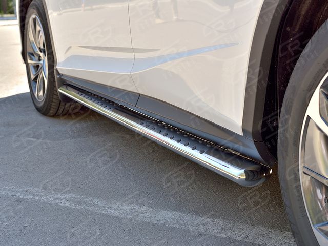 Защита порогов RusStal труба 120х60 овал с проступью для Lexus RX 350L (кроме F-Sport) 2018-2026. Артикул LRX3O-003221