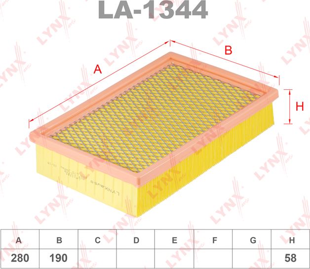 Воздушный фильтр LYNXauto. Артикул LA-1344