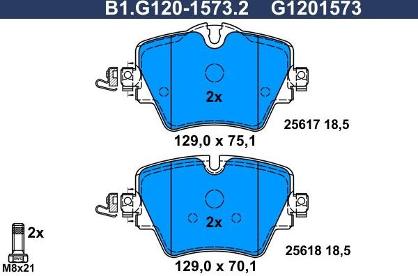 Тормозные колодки Galfer. Артикул B1.G120-1573.2