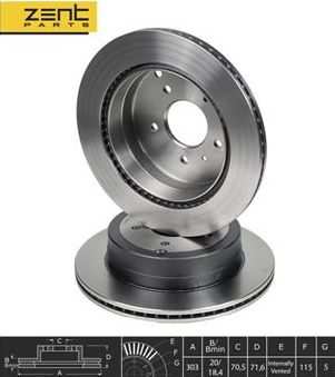 Тормозной диск Zentparts задний для Chevrolet Captiva I 2006-2018. Артикул Z06102