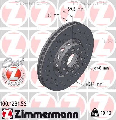 Тормозной диск Zimmermann SPORT Z. Артикул 100.1231.52