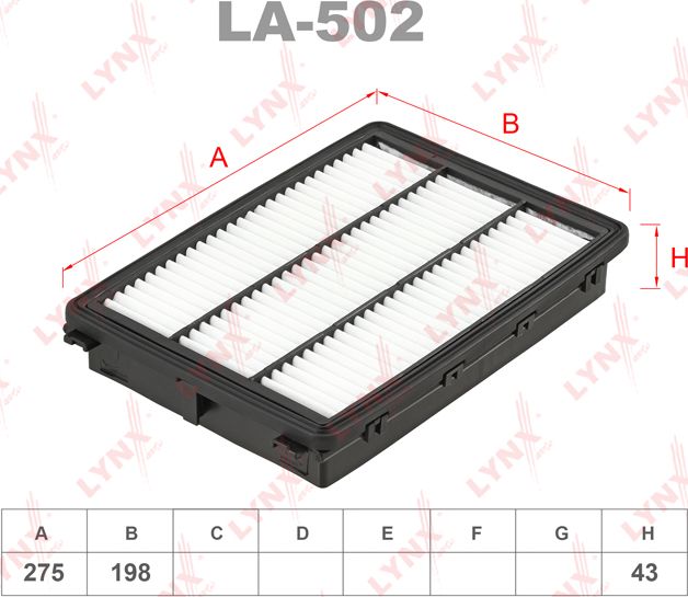 Воздушный фильтр LYNXauto. Артикул LA-502