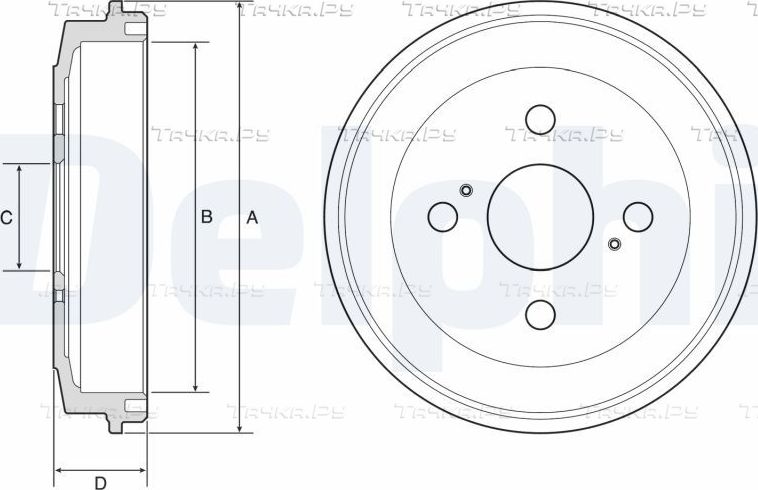 Тормозной барабан Delphi для Daihatsu Materia 2006-2013. Артикул BF588