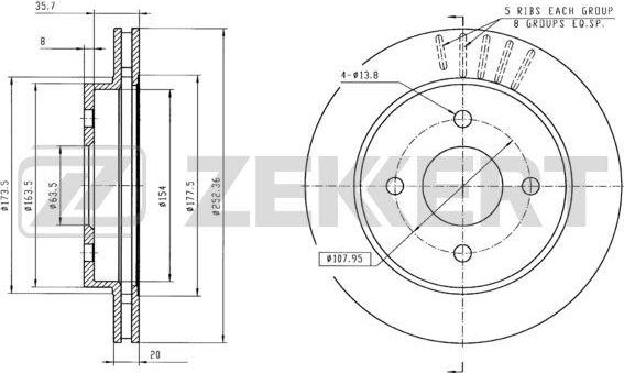 Тормозной диск Zekkert. Артикул BS-5058