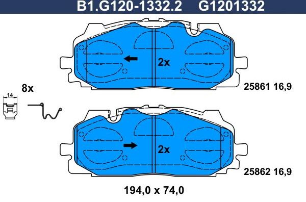 Тормозные колодки Galfer. Артикул B1.G120-1332.2