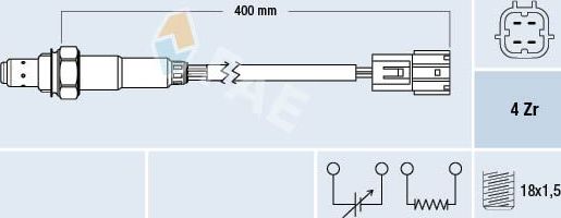 Лямбда-зонд (кислородный датчик) FAE для Nissan Primera P12 2002-2008. Артикул 77346