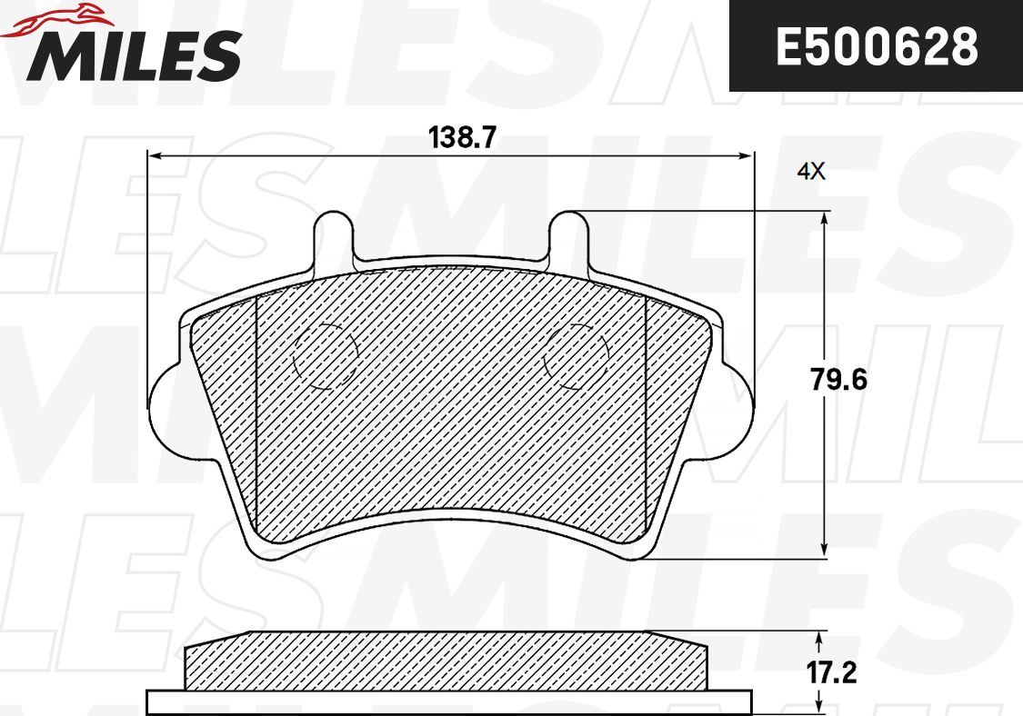 Тормозные колодки Miles (Керамика). Артикул E500628