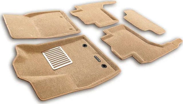 Коврики текстильные Euromat 3D Lux (с крепежом) для салона Toyota Land Cruiser 300 2021-2026 Бежевые. Артикул EM3D-005109T