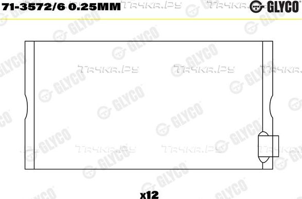 Вкладыши шатунные Glyco. Артикул 71-3572/6 0.25mm