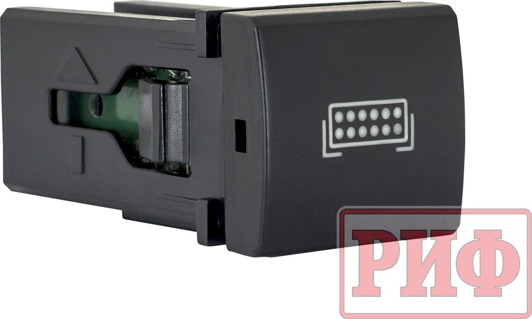 Кнопка РИФ включения/выключения FRONT LIGHTS 22x22 с голубой подсветкой для Toyota Land Cruiser Prado 150 2009-2026. Артикул RIF22-1-7111904