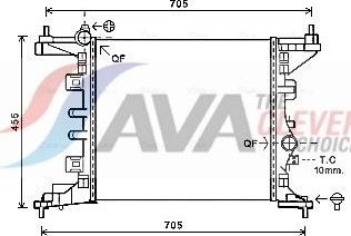 Радиатор охлаждения двигателя AVA. Артикул OL2568
