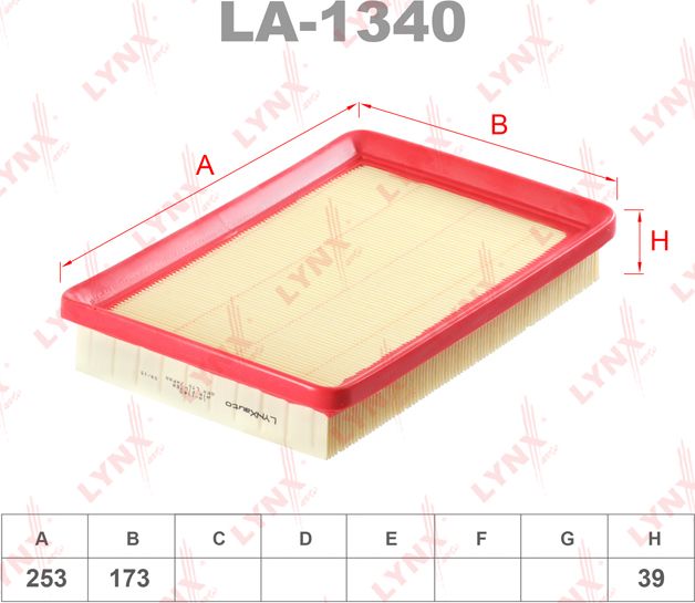 Воздушный фильтр LYNXauto для Kia Cerato I 2004-2009. Артикул LA-1340