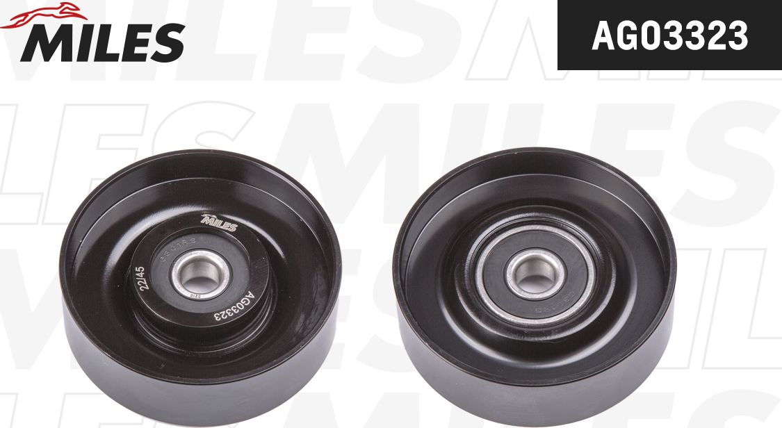 Натяжной ролик (натяжитель) приводного поликлинового ремня Miles (Металл). Артикул AG03323