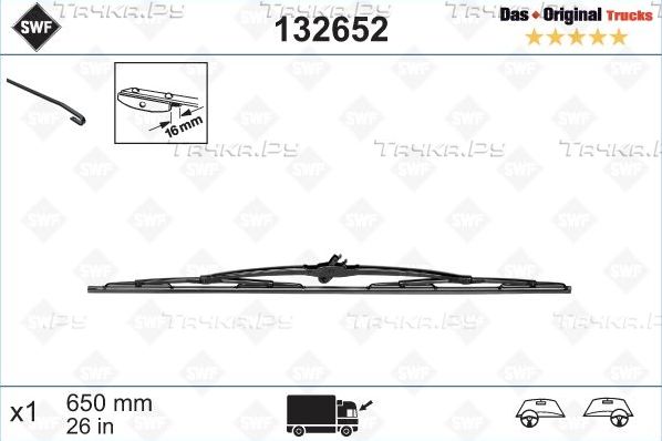 Щетка стеклоочистителя (дворник) SWF для Volvo  FM7 1998-2001. Артикул 132652