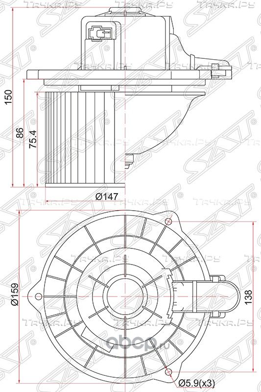 Мотор отопителя салона HYUNDAI ACCENT 99-GETZ 05- (SAT). Артикул ST971121C000