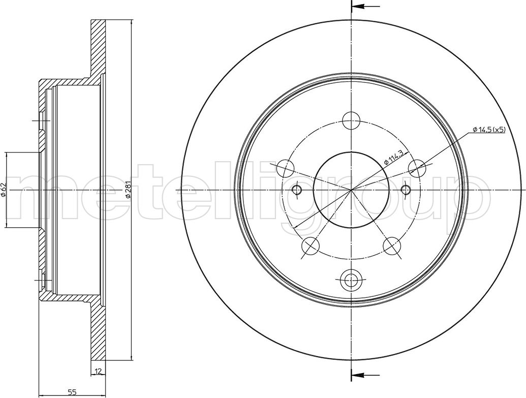 Тормозной диск Metelli. Артикул 23-1012C
