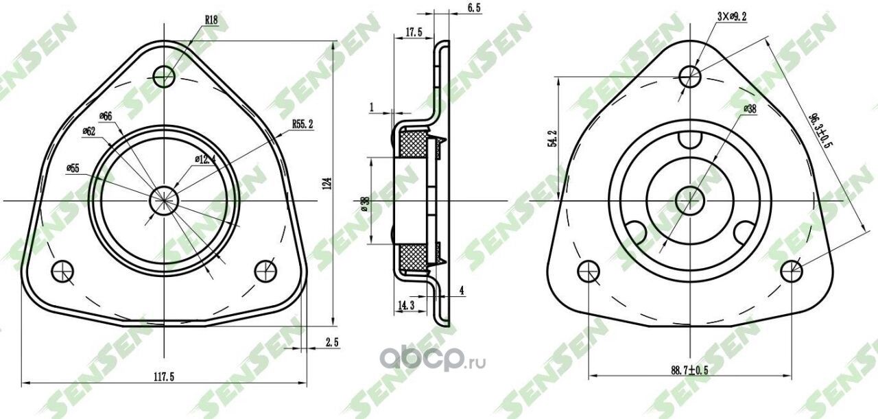 ОПОРА АМОРТИЗАТОРА ПЕРЕДНЕГО NISSAN ALMERA 95-00/SUNNY N14 90 (Sensen) Sensen. Артикул M61065