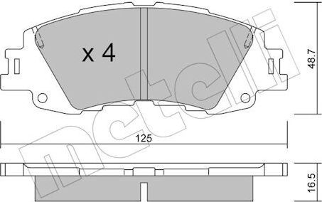 Тормозные колодки Metelli для Toyota Yaris XP210 2020-2026. Артикул 22-1410-0