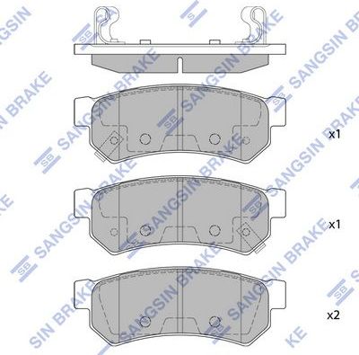 Тормозные колодки Sangsin Hi-Q задние для Chevrolet Spark III 2010-2016. Артикул SP1997