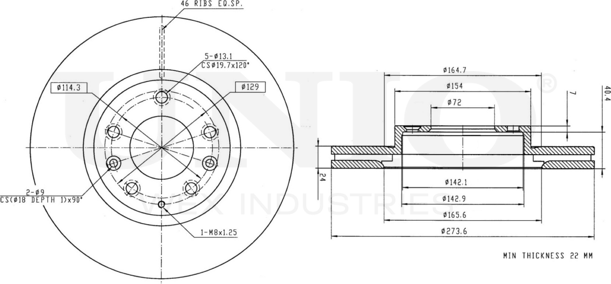 Диск тормозной (Unio). Артикул BRD-20213