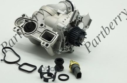 Насос системы охлаждения с датчиком в сборе с корпусом термостата VAG  06H1210 (Partberry). Артикул PB1111338 