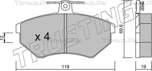 Тормозные колодки Trusting передние для Volkswagen Corrado 1988-1993. Артикул 052.2