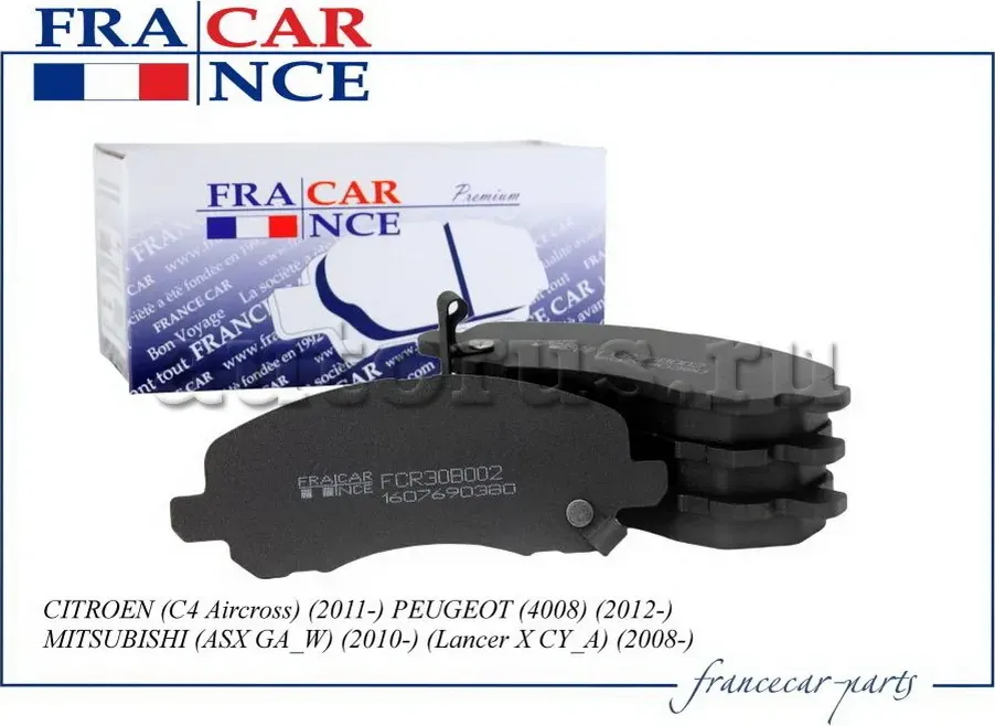 Колодки тормозные PSA/MITSUBISHI OUTLANDER/LANCER/C4/4008 03- перед. (Francecar). Артикул FCR30B002