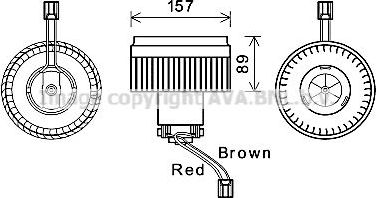 Вентилятор, мотор печки (отопителя) салона AVA. Артикул VO8177