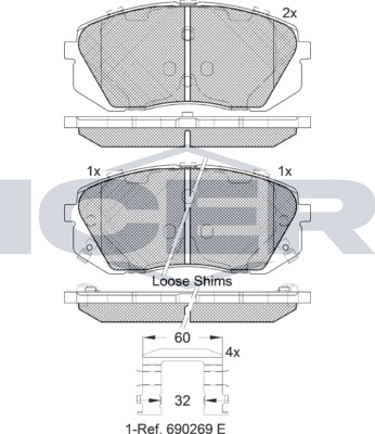 Тормозные колодки Icer. Артикул 181826-201