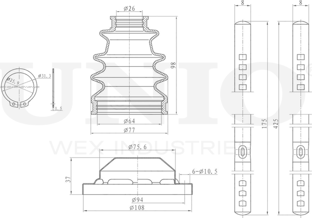Пыльник ШРУС, комплект (Unio). Артикул DUC-30089K