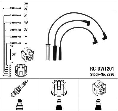 Высоковольтные провода (провода зажигания) (комплект) NGK. Артикул 2996