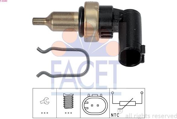 Датчик температуры охлаждающей жидкости Facet Made in Italy - OE Equivalent. Артикул 7.3343