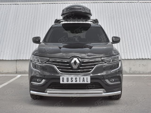 Защита РусCталь переднего бампера d63 секции-d42 дуга для Renault Koleos II 2016-2025. Артикул RKZ-002970