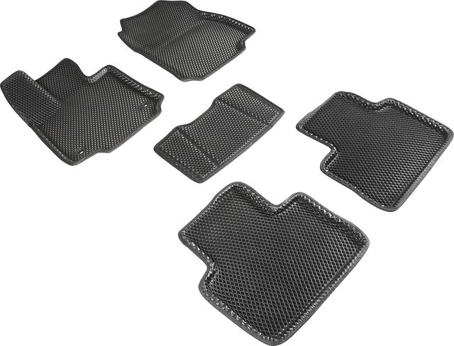 Коврики Seintex 3D EVA с рисунком РОМБ для салона Toyota RAV4 V АКПП 2018-2026 ЧЕРНЫЕ. Артикул 95196